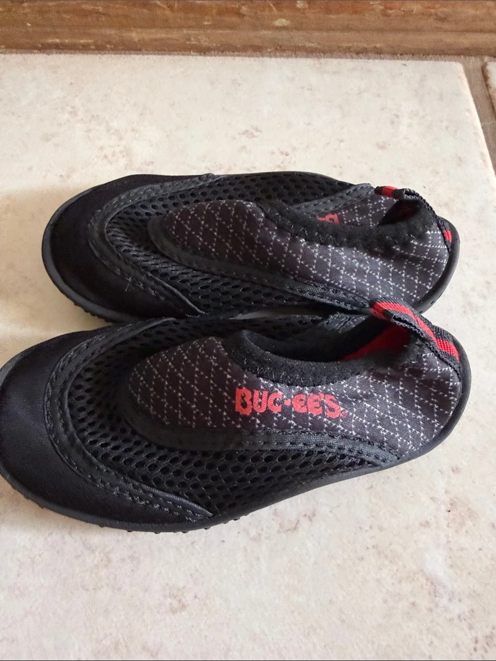 Buc-ees Black Slip-On Mesh Water Shoes for kids
